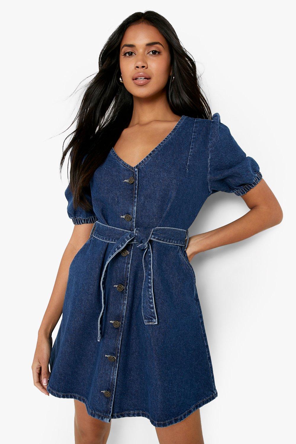 Denim hotsell dresses boohoo